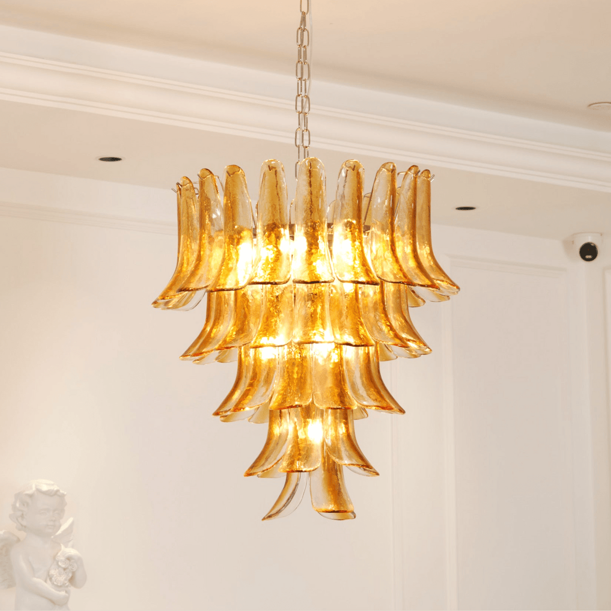 Liorisissa lampadario Giglio ambra vetro Murano Strutturato a Livelli