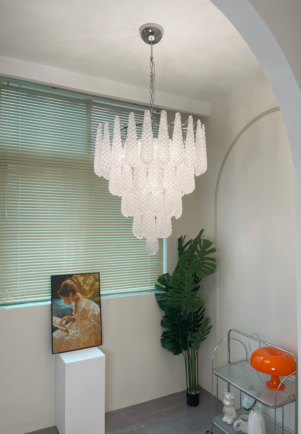 Lioralella lampadario Gocce Trasparenti vetro di Murano Cascata Diamante
