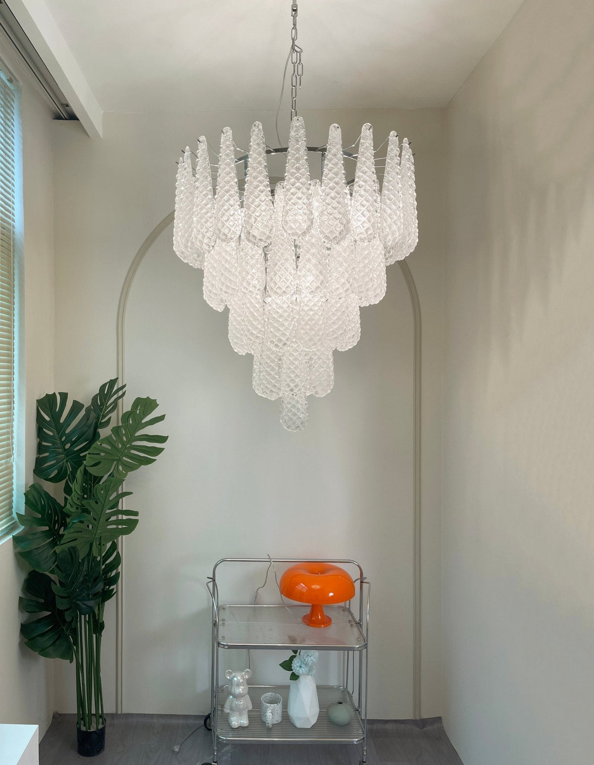 Lioralella lampadario Gocce Trasparenti vetro di Murano Cascata Diamante