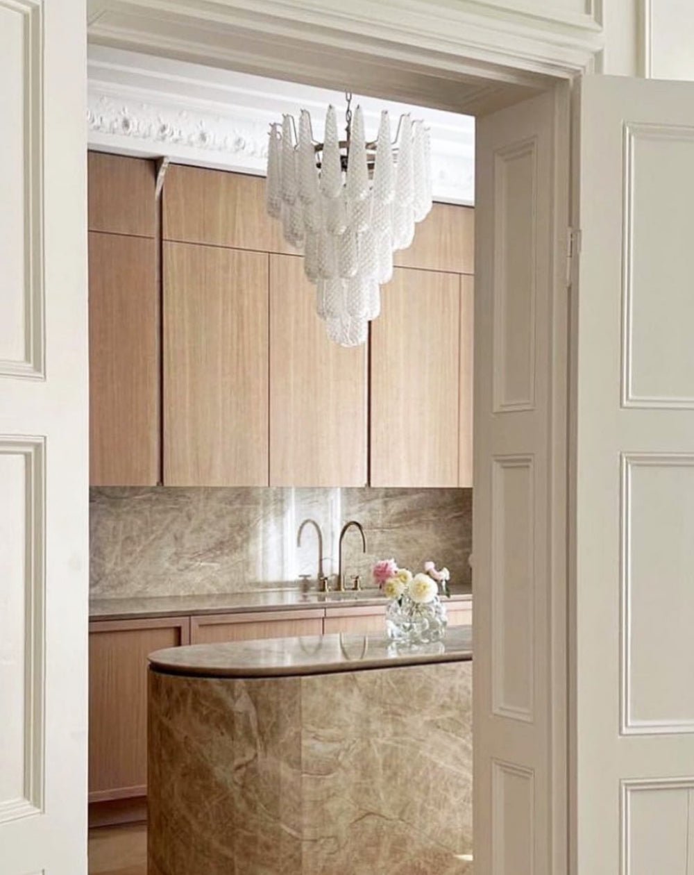 Lioralella lampadario Gocce Trasparenti vetro di Murano Cascata Diamante