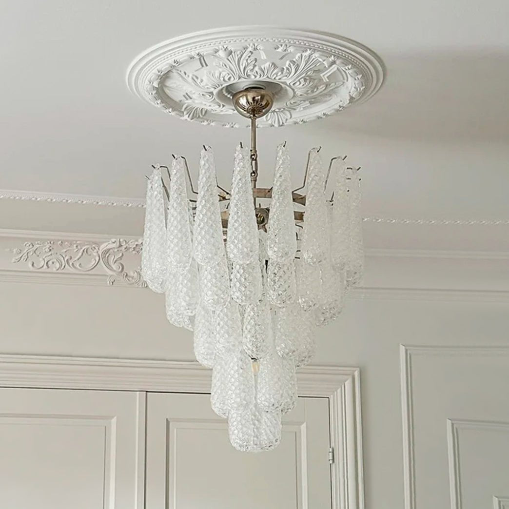 Lioralella lampadario Gocce Trasparenti vetro di Murano Cascata Diamante