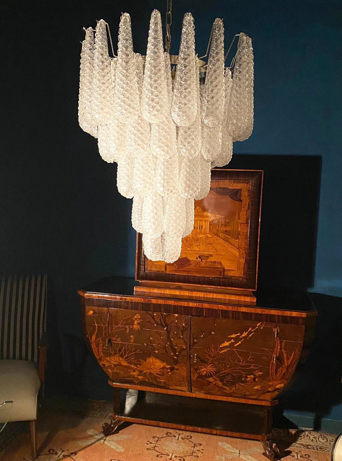 Lioralella lampadario Gocce Trasparenti vetro di Murano Cascata Diamante