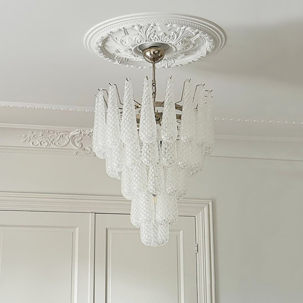 Lioralella lampadario Gocce Trasparenti vetro di Murano Cascata Diamante