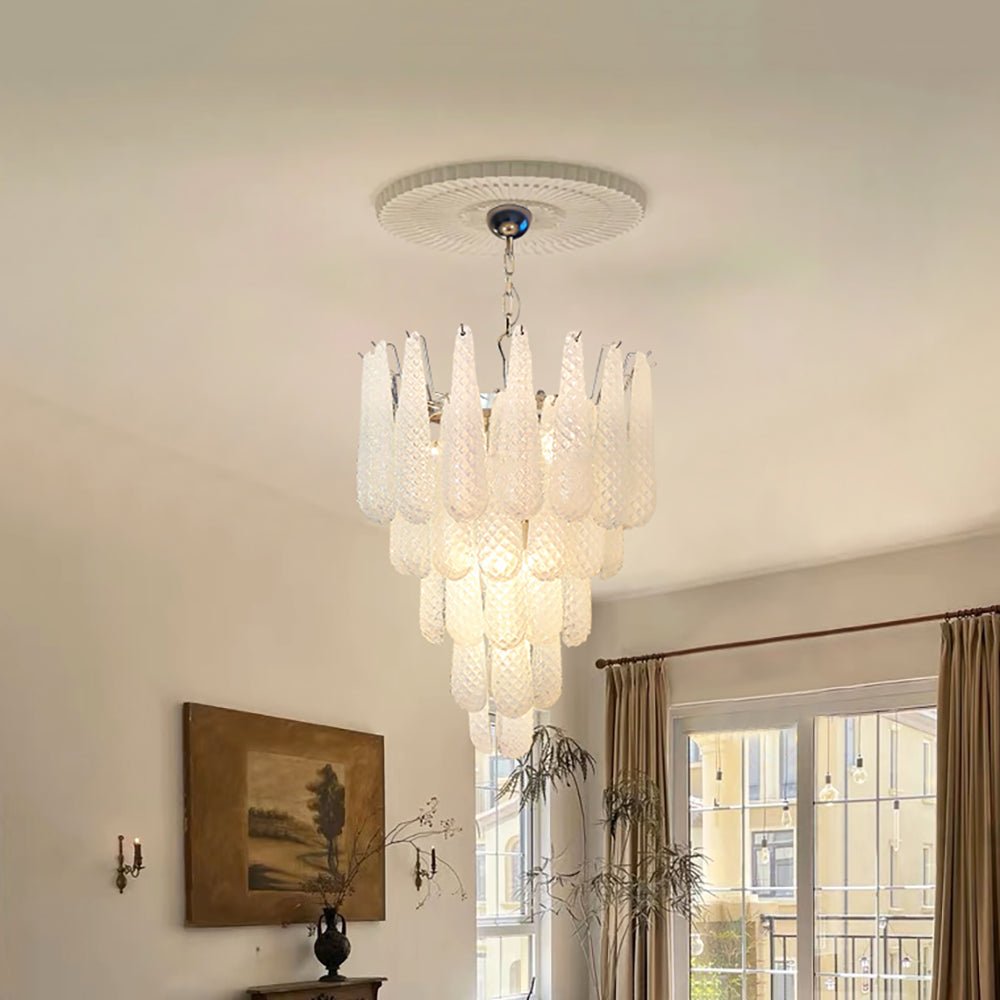 Lioralella lampadario Gocce Trasparenti vetro di Murano Cascata Diamante