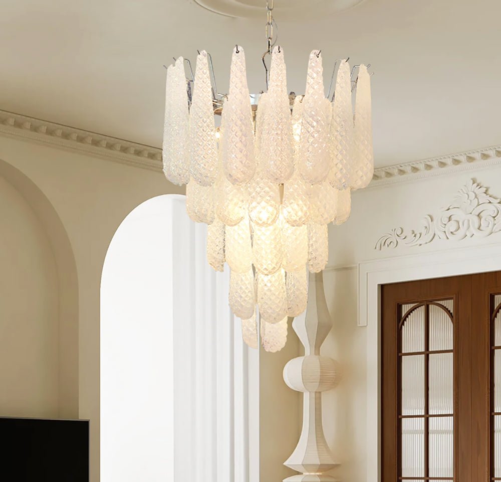 Lioralella lampadario Gocce Trasparenti vetro di Murano Cascata Diamante