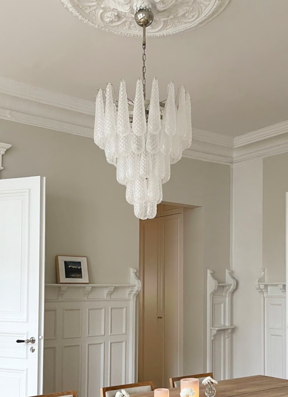 Lioralella lampadario Gocce Trasparenti vetro di Murano Cascata Diamante
