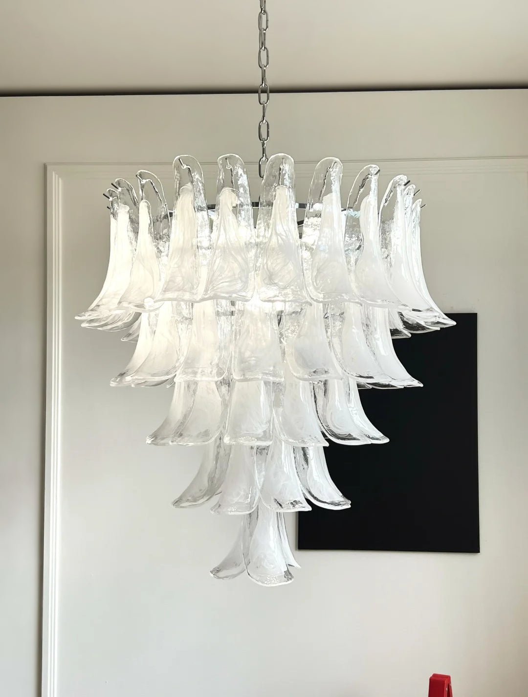 Eiroian lampadario vintage in vetro di Murano trasparente a petali