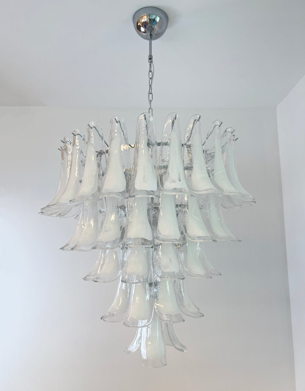 Eiroian lampadario vintage in vetro di Murano trasparente a petali