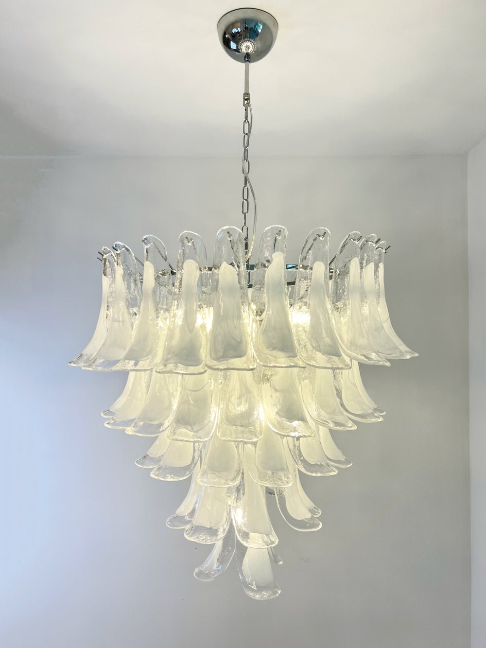 Eiroian lampadario vintage in vetro di Murano trasparente a petali