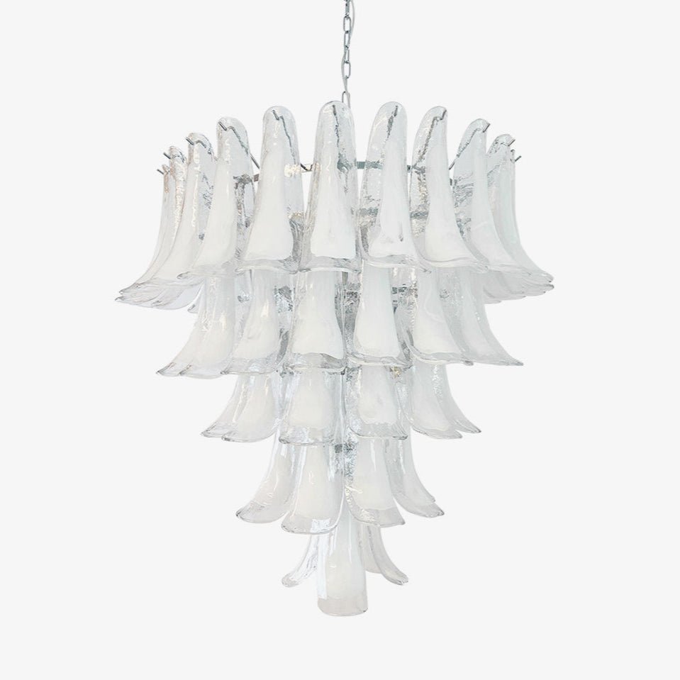 Eiroian lampadario vintage in vetro di Murano trasparente a petali