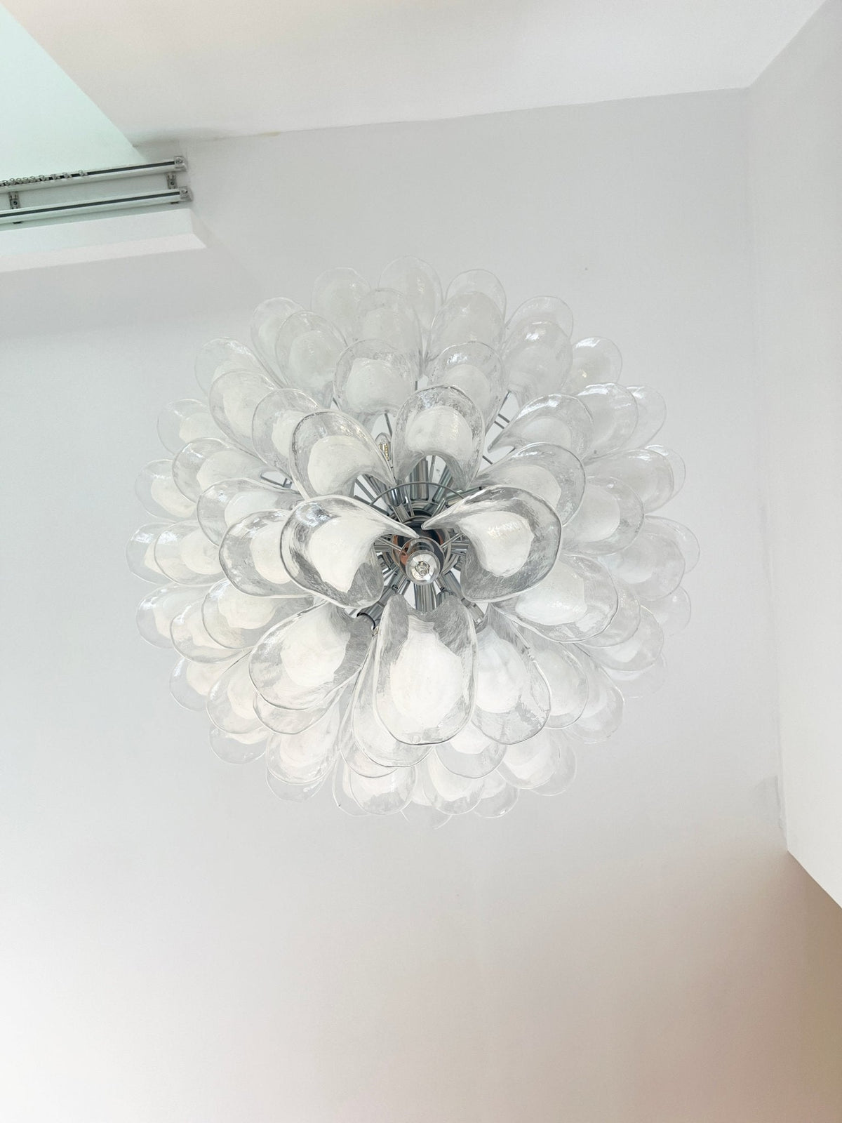 Eiroian lampadario vintage in vetro di Murano trasparente a petali