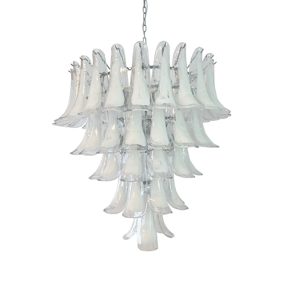 Eiroian lampadario vintage in vetro di Murano trasparente a petali
