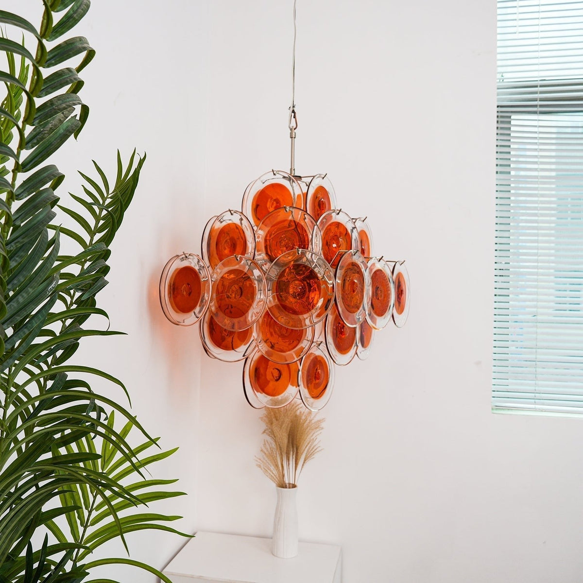 Lioruiel lampadario Arancione vetro Murano a Dischi Stratificati