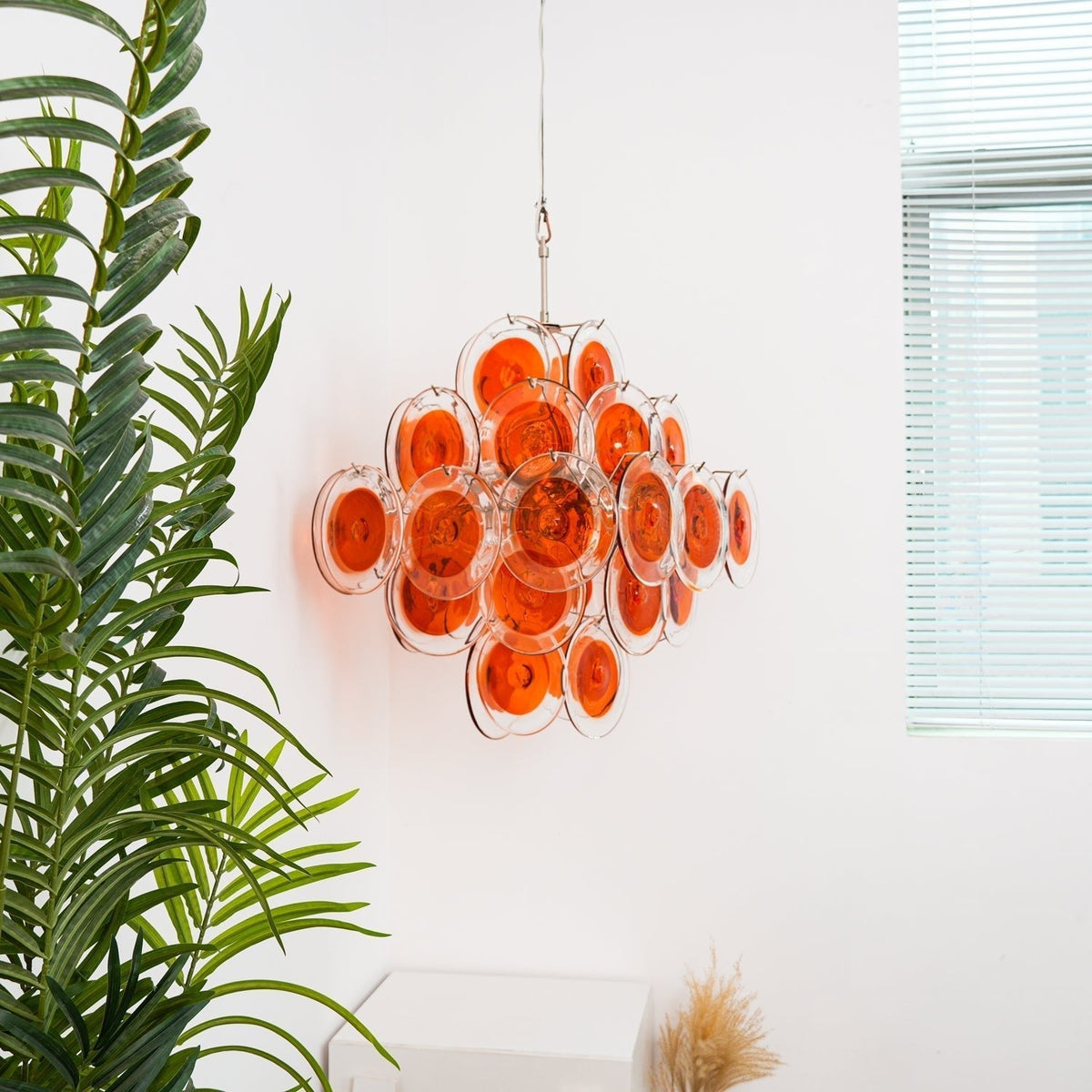 Lioruiel lampadario Arancione vetro Murano a Dischi Stratificati