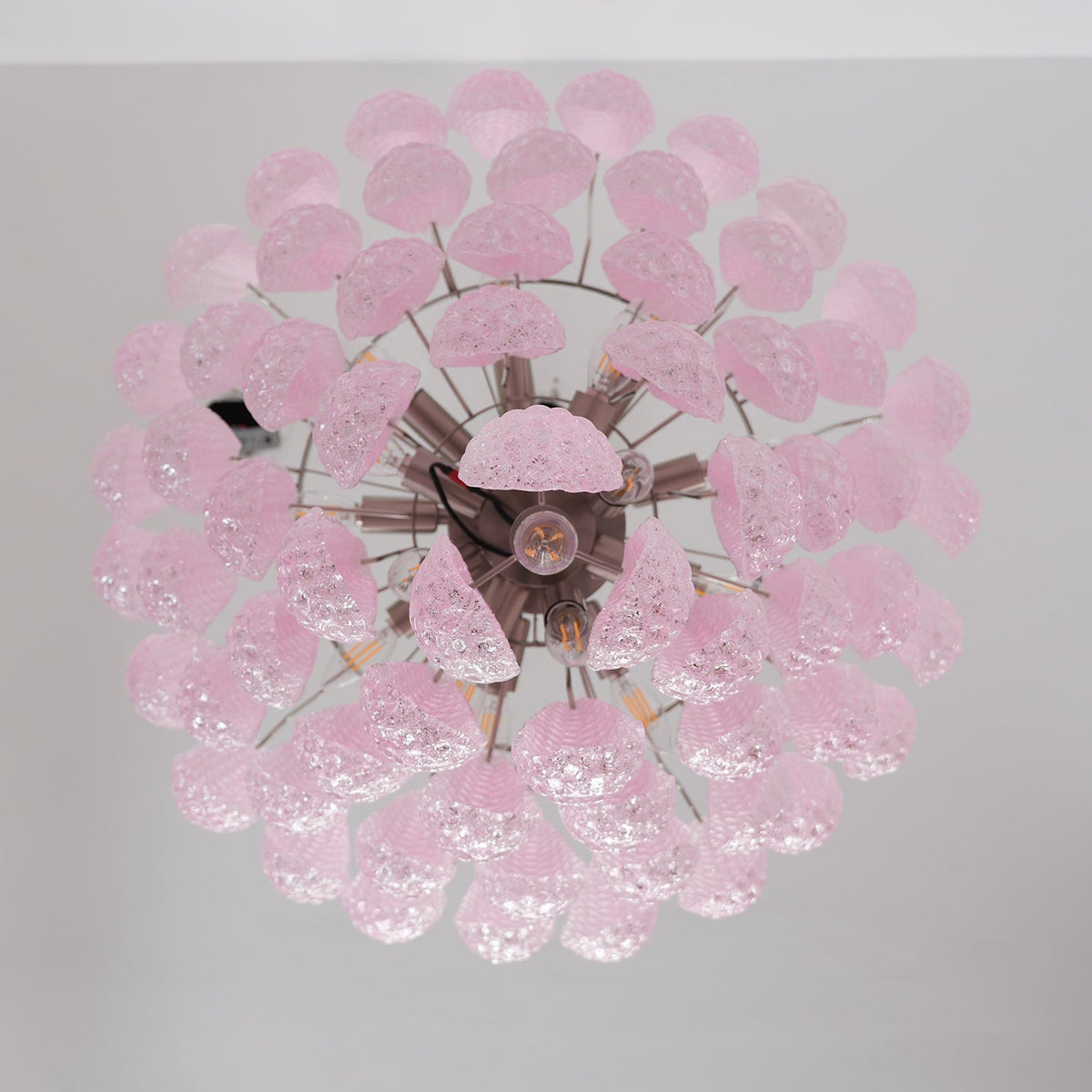 Veliena lampadario Gocce Rosa vetro Murano Motivo Diamante Cascata