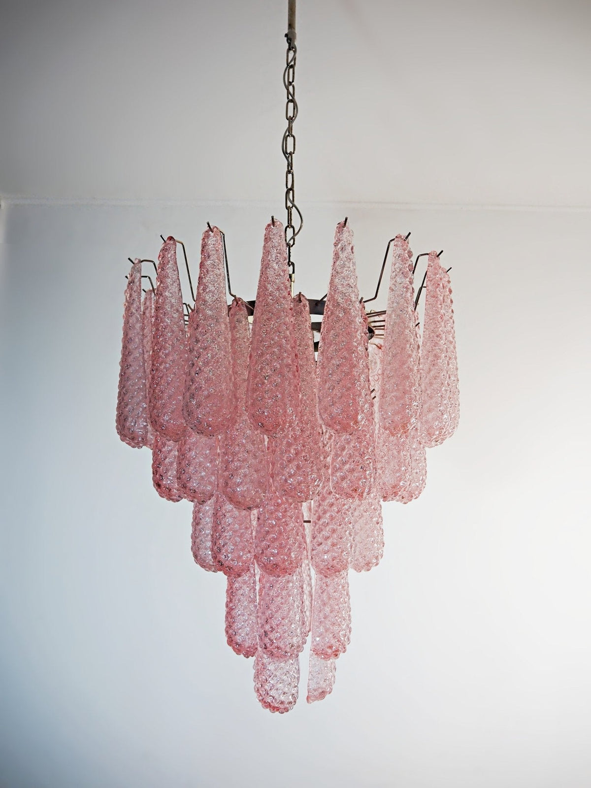 Veliena lampadario Gocce Rosa vetro Murano Motivo Diamante Cascata
