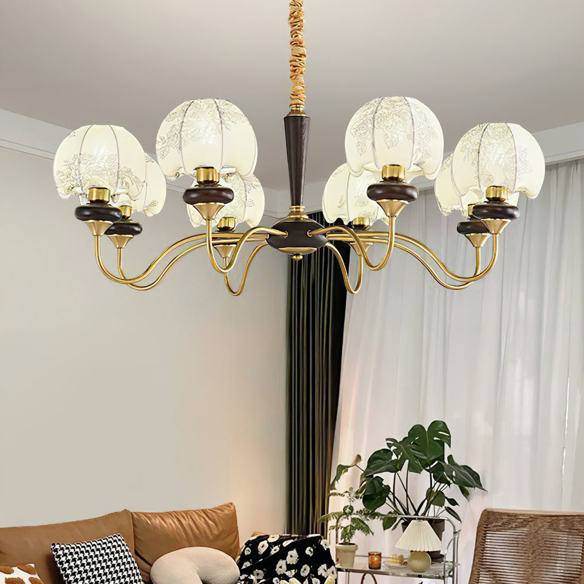 Orchid lampadario vintage in tessuto
