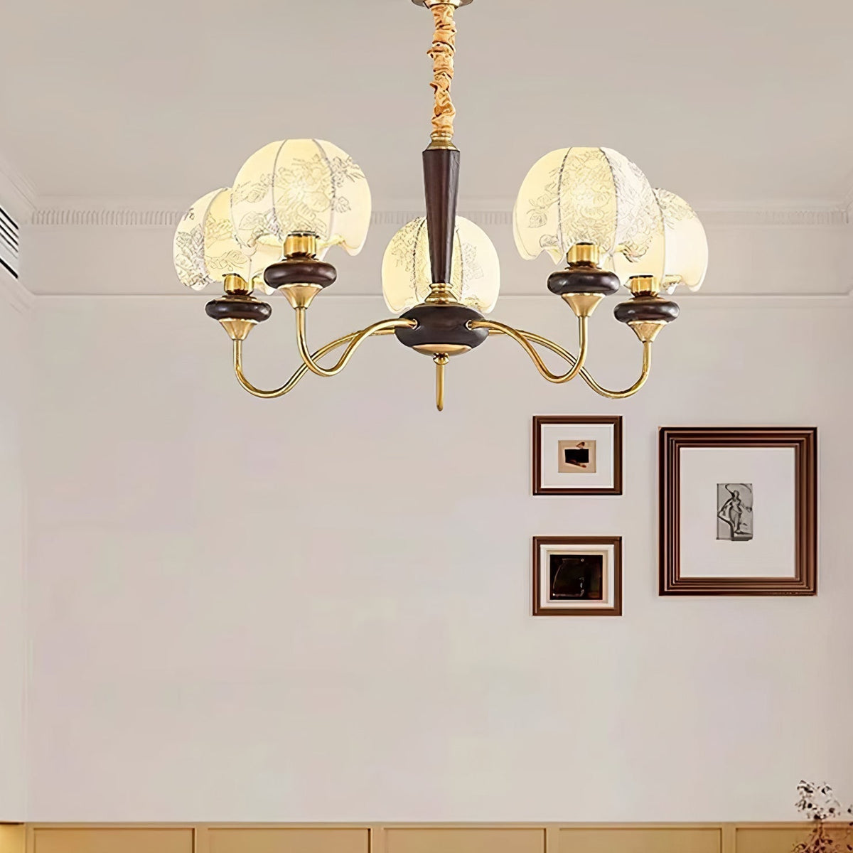 Orchid lampadario vintage in tessuto