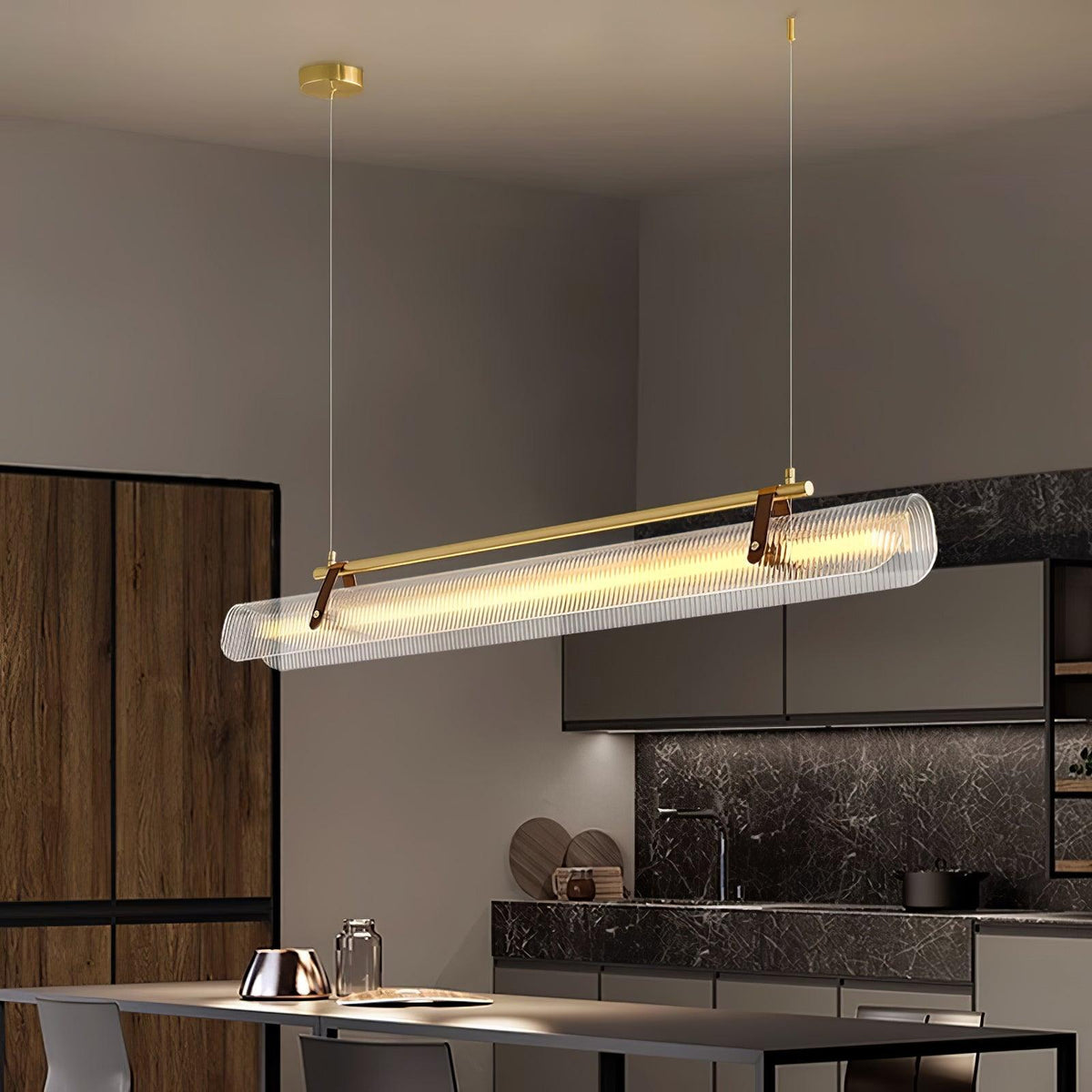 Meldo lampadario lineare Striscia Acrilico Lungo