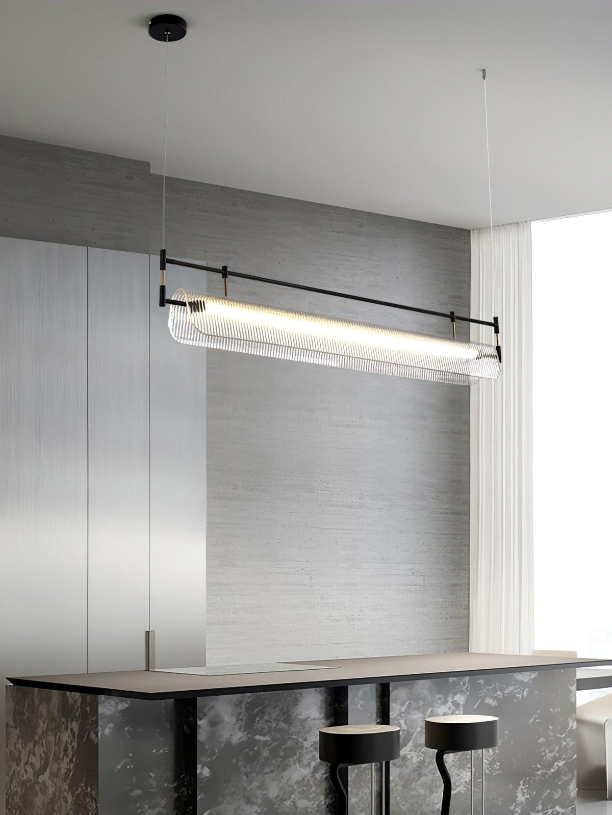 Meldo lampadario lineare Striscia Acrilico Lungo