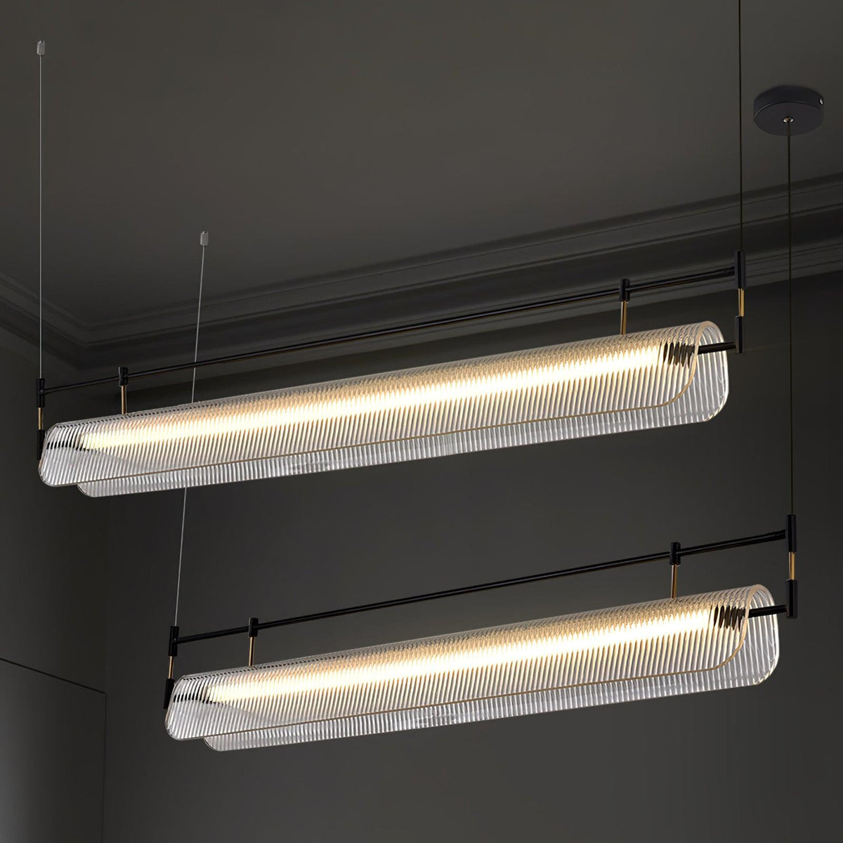 Meldo lampadario lineare Striscia Acrilico Lungo