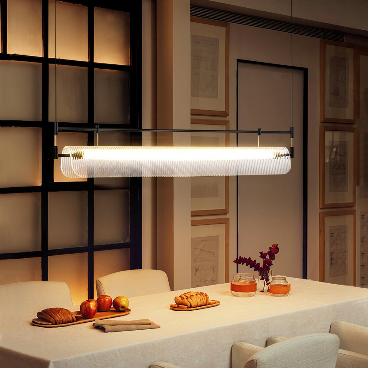 Meldo lampadario lineare Striscia Acrilico Lungo