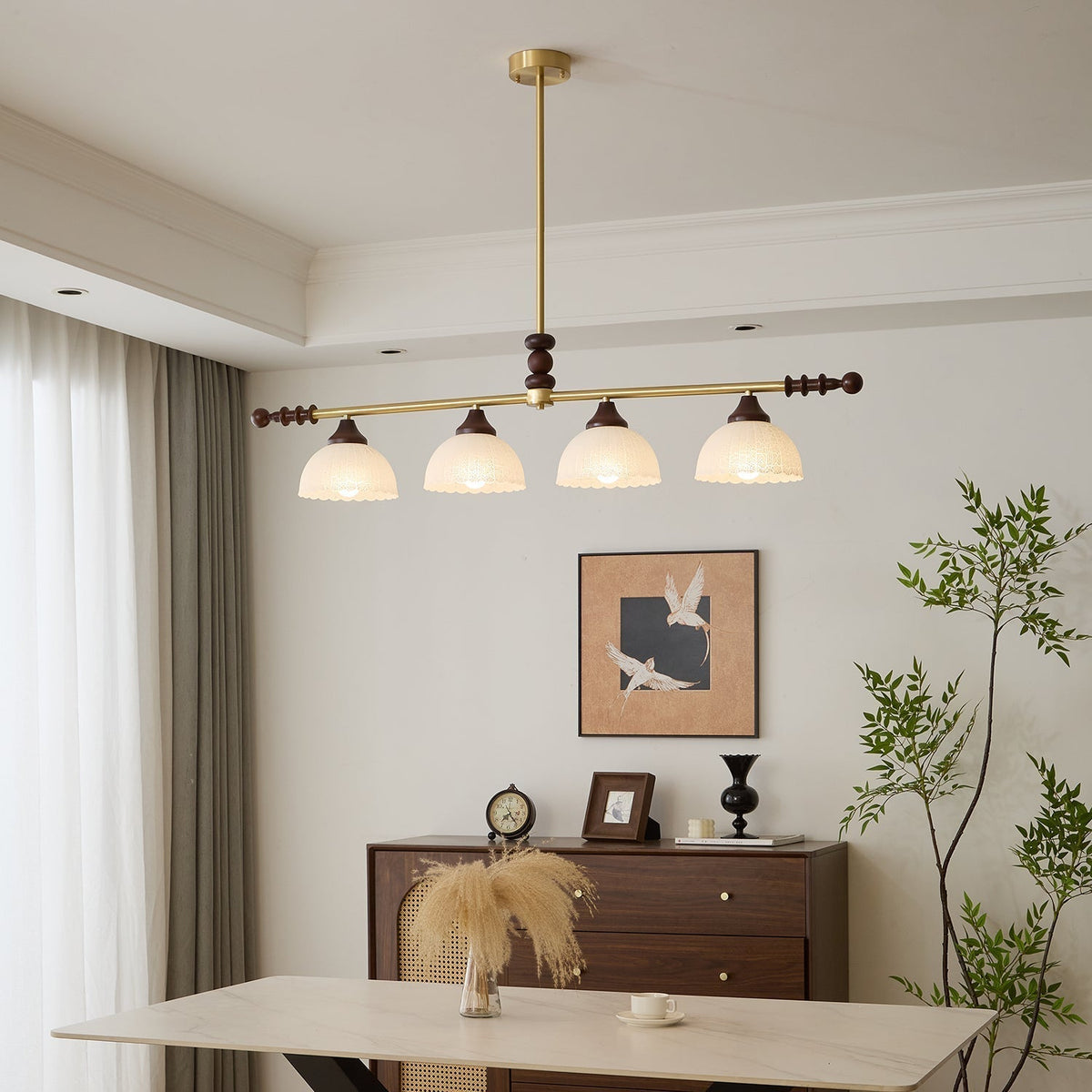 Codoriel lampada a sospensione in legno e vetro con Design Tradizionale