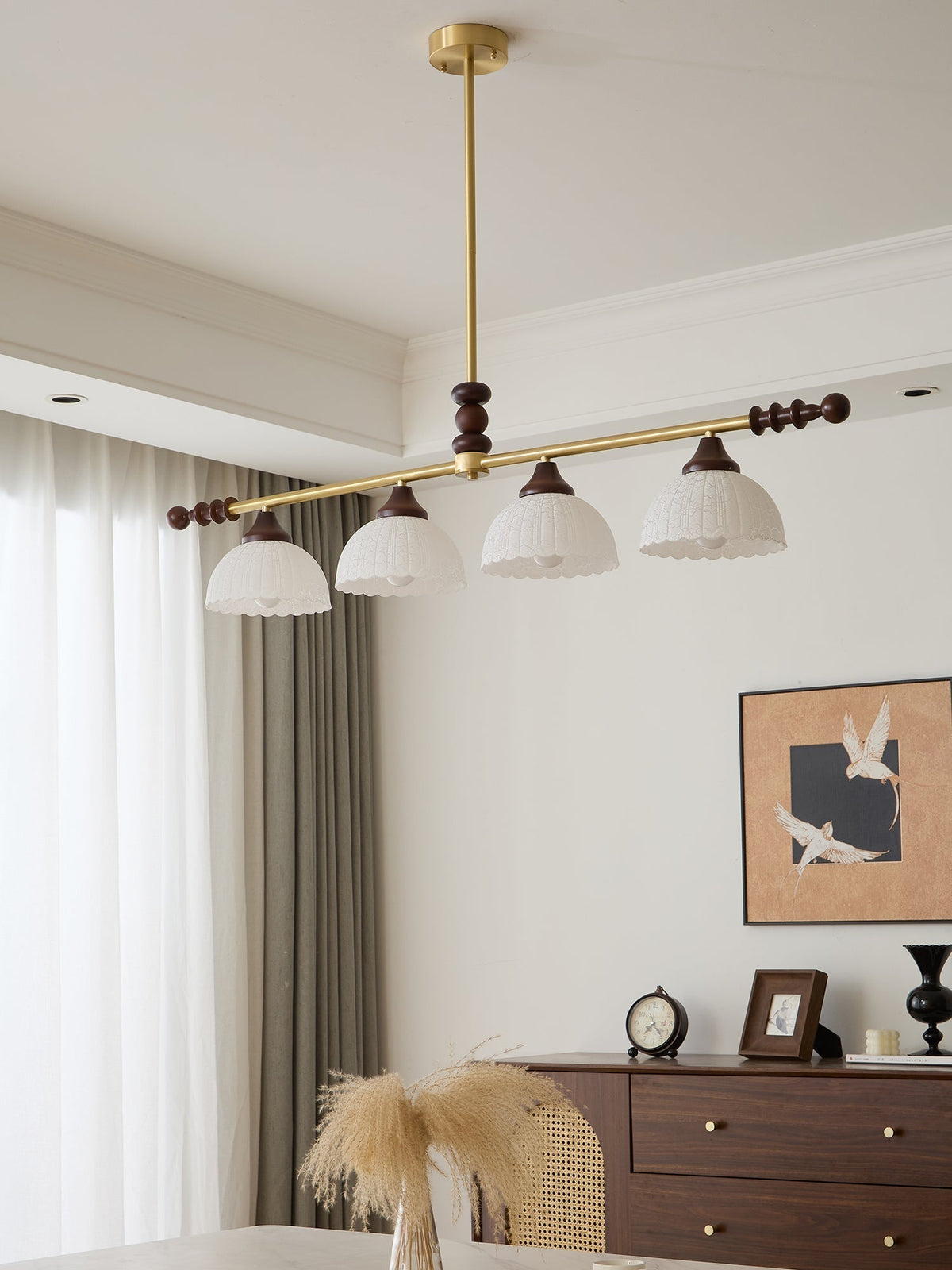 Codoriel lampada a sospensione in legno e vetro con Design Tradizionale