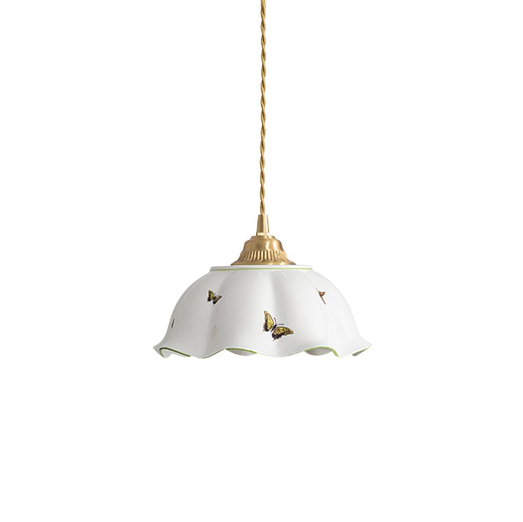 Lumina lampada a sospensione in Ceramica con petali e Farfalle vintage