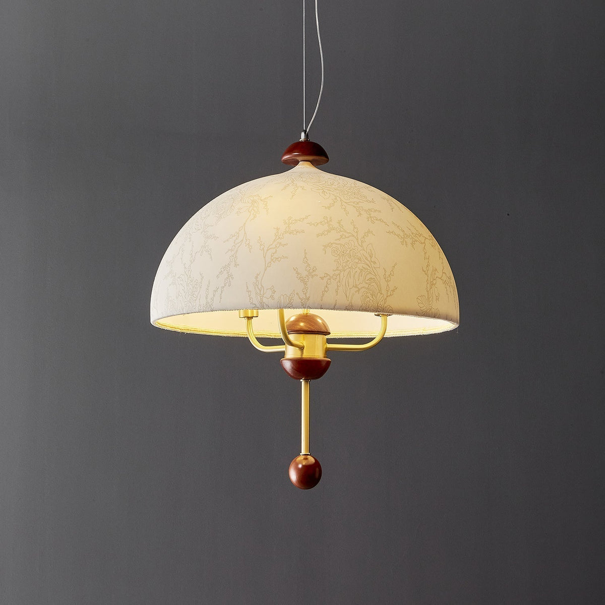 Varaeia Eleganza vintage in tessuto e legno lampada a sospensione