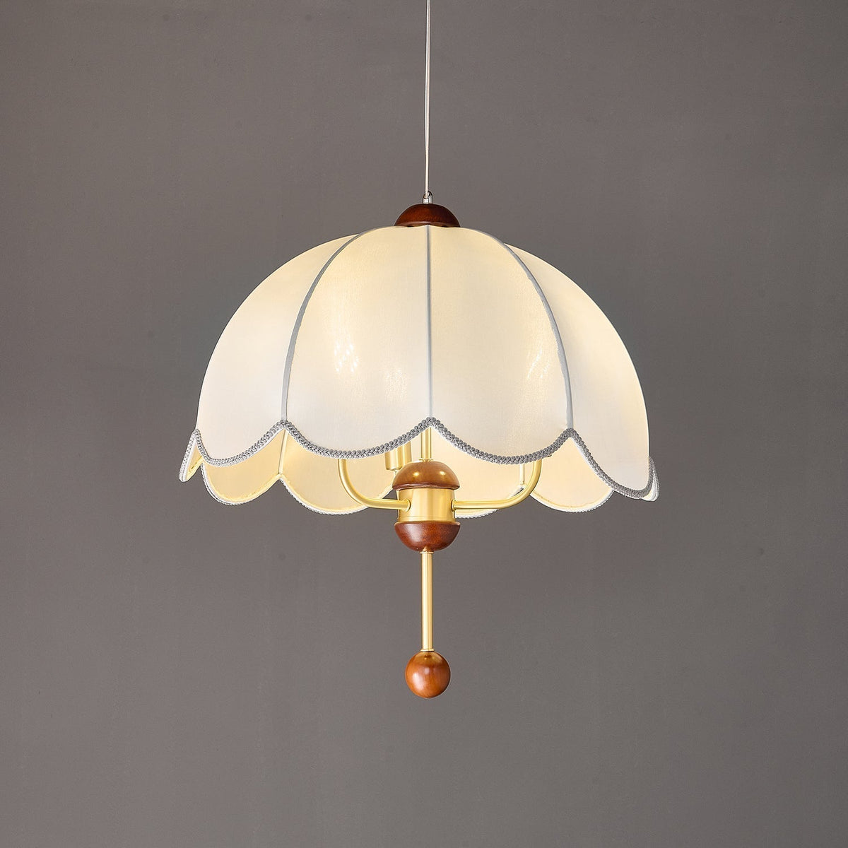 Varaeia Eleganza vintage in tessuto e legno lampada a sospensione