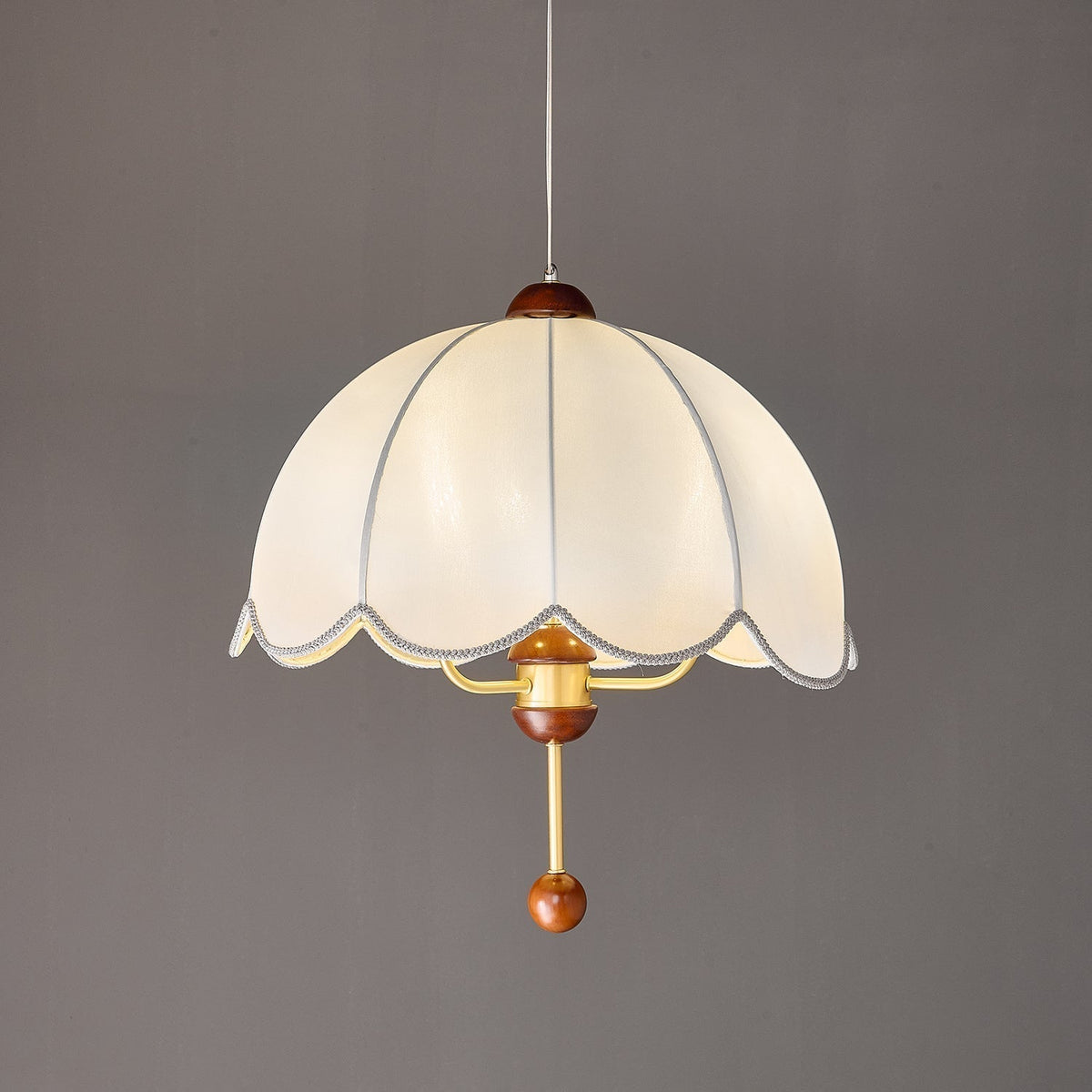 Varaeia Eleganza vintage in tessuto e legno lampada a sospensione
