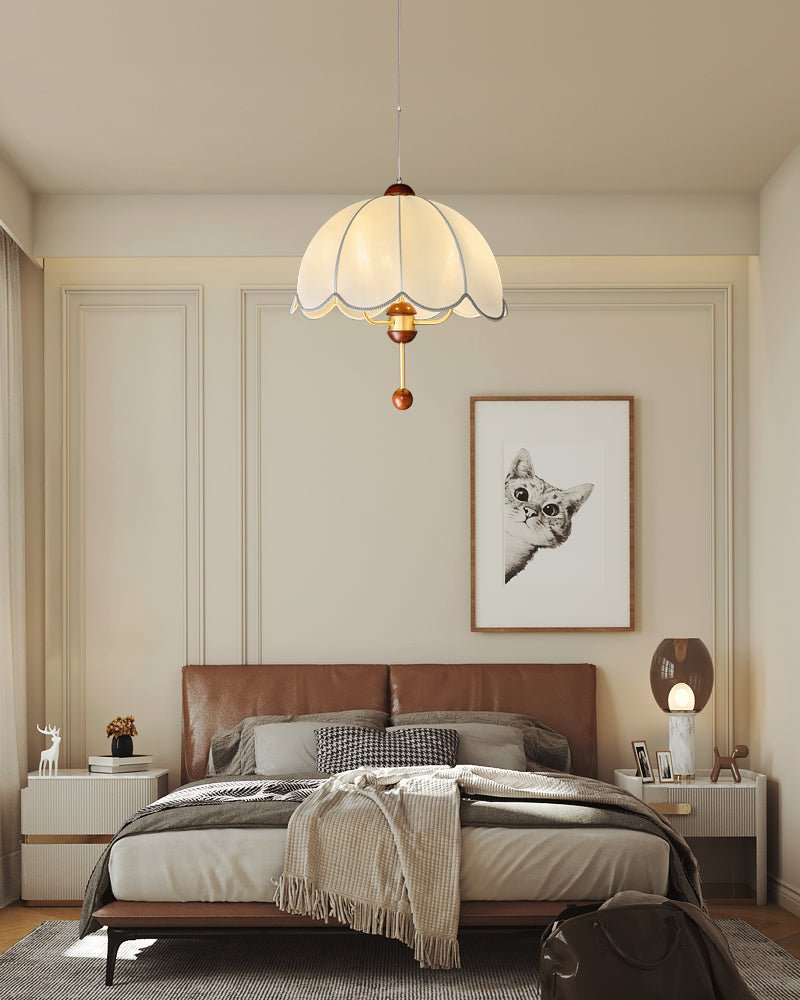 Varaeia Eleganza vintage in tessuto e legno lampada a sospensione
