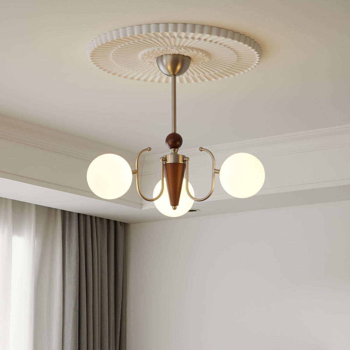 Orvynia Elegance Classic Grove lampadario in legno e vetro