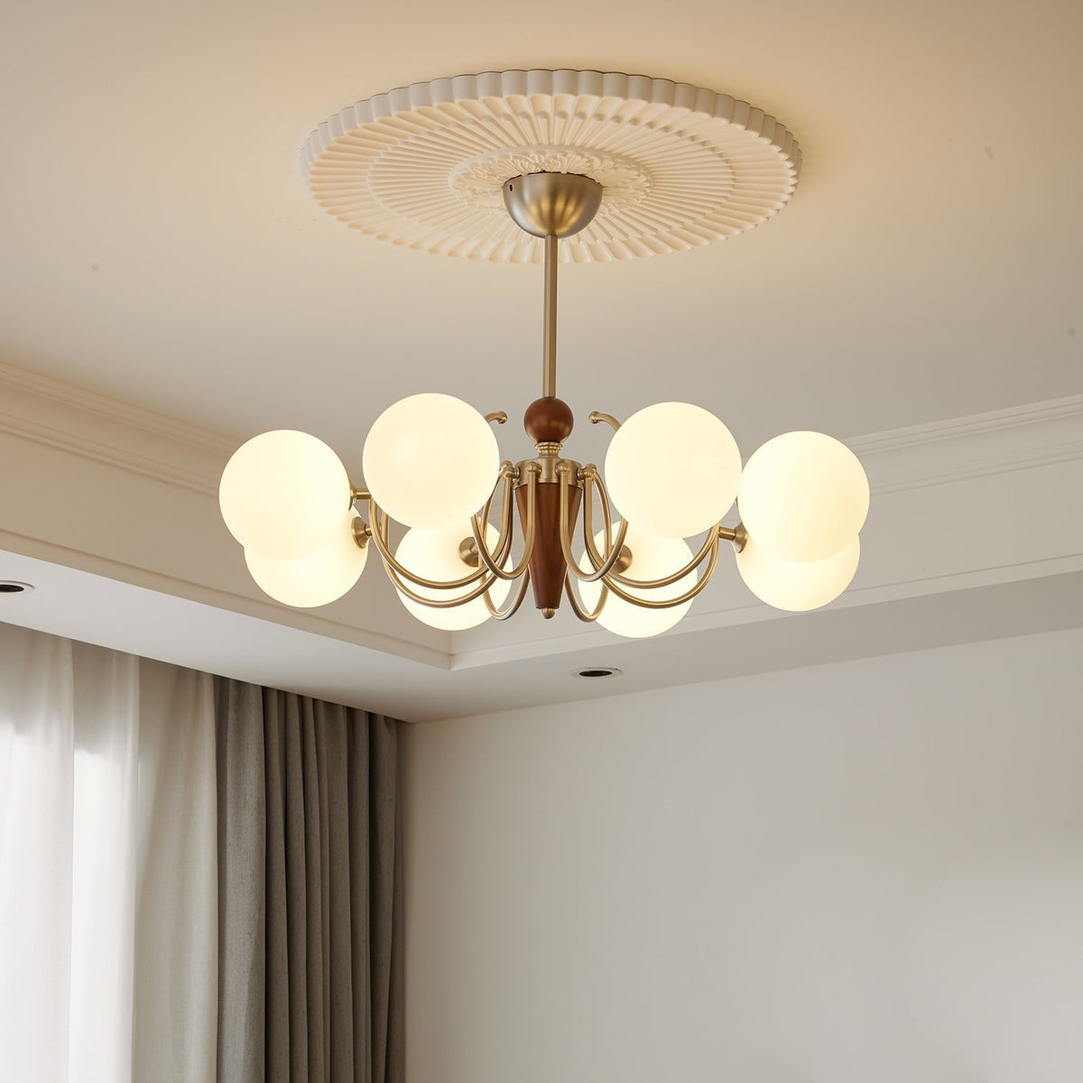 Orvynia Elegance Classic Grove lampadario in legno e vetro