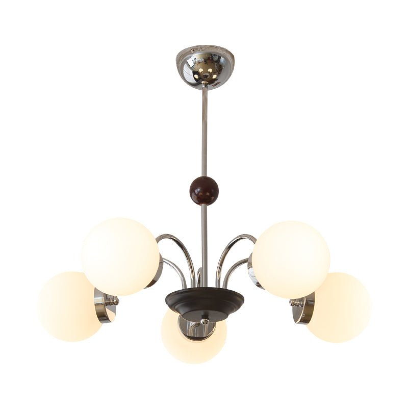 Rinuaine lampadario in legno e vetro con Bracci Curvi Contemporanei