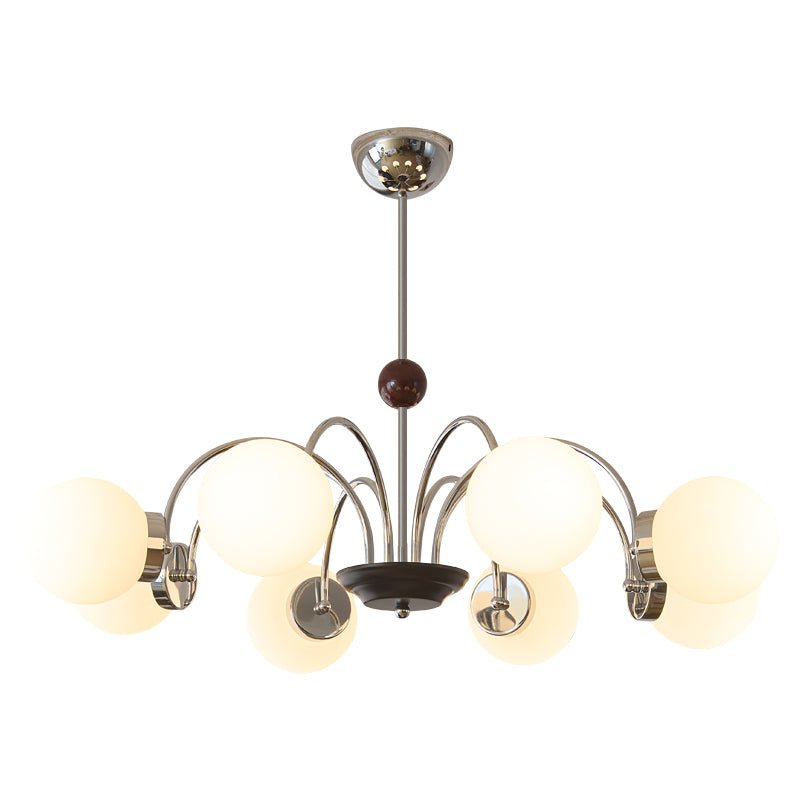 Rinuaine lampadario in legno e vetro con Bracci Curvi Contemporanei
