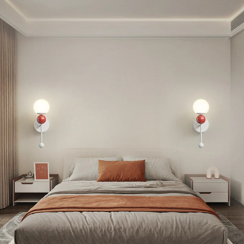 Valentina Moderno Acrilico Metallo Applique Plafoniera Legno Rosso Camera da Letto Corridoio