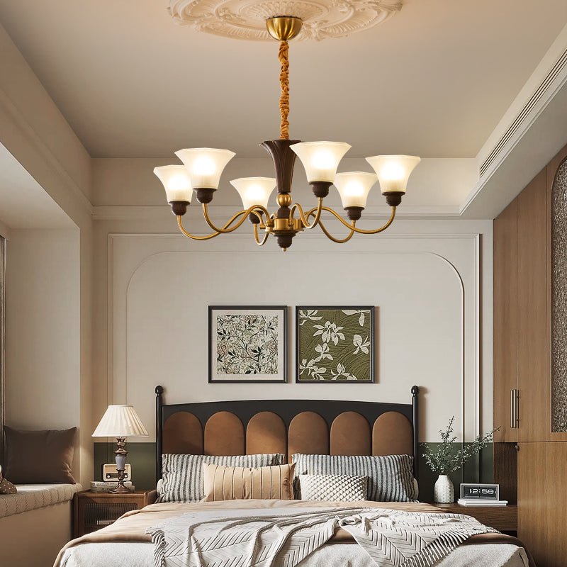 Ciphaen lampadario in legno e vetro con Eleganza vintage Tradizionale