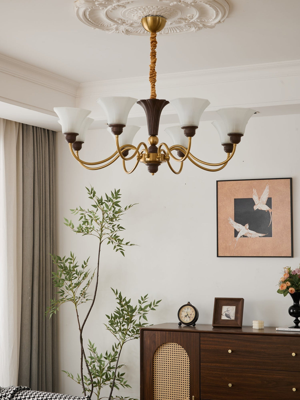 Ciphaen lampadario in legno e vetro con Eleganza vintage Tradizionale
