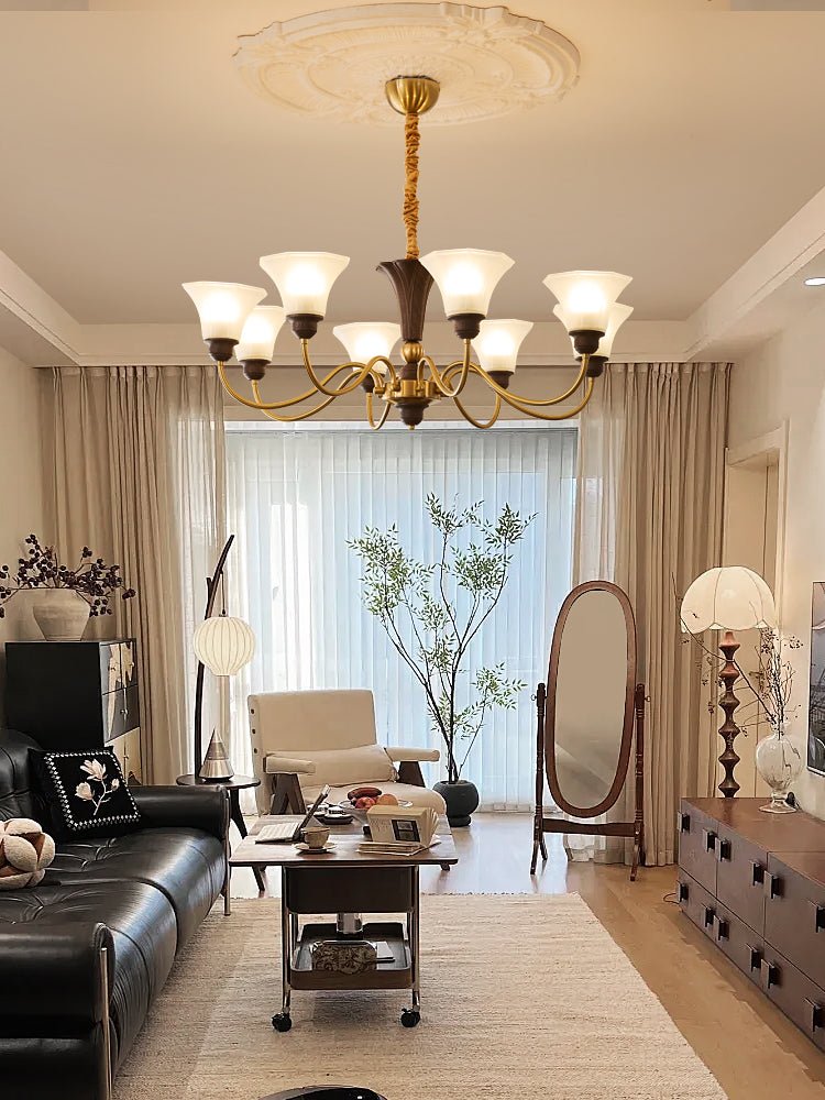 Ciphaen lampadario in legno e vetro con Eleganza vintage Tradizionale