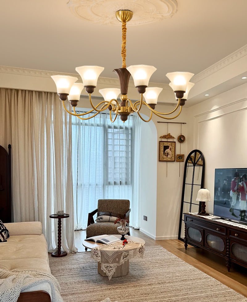 Ciphaen lampadario in legno e vetro con Eleganza vintage Tradizionale