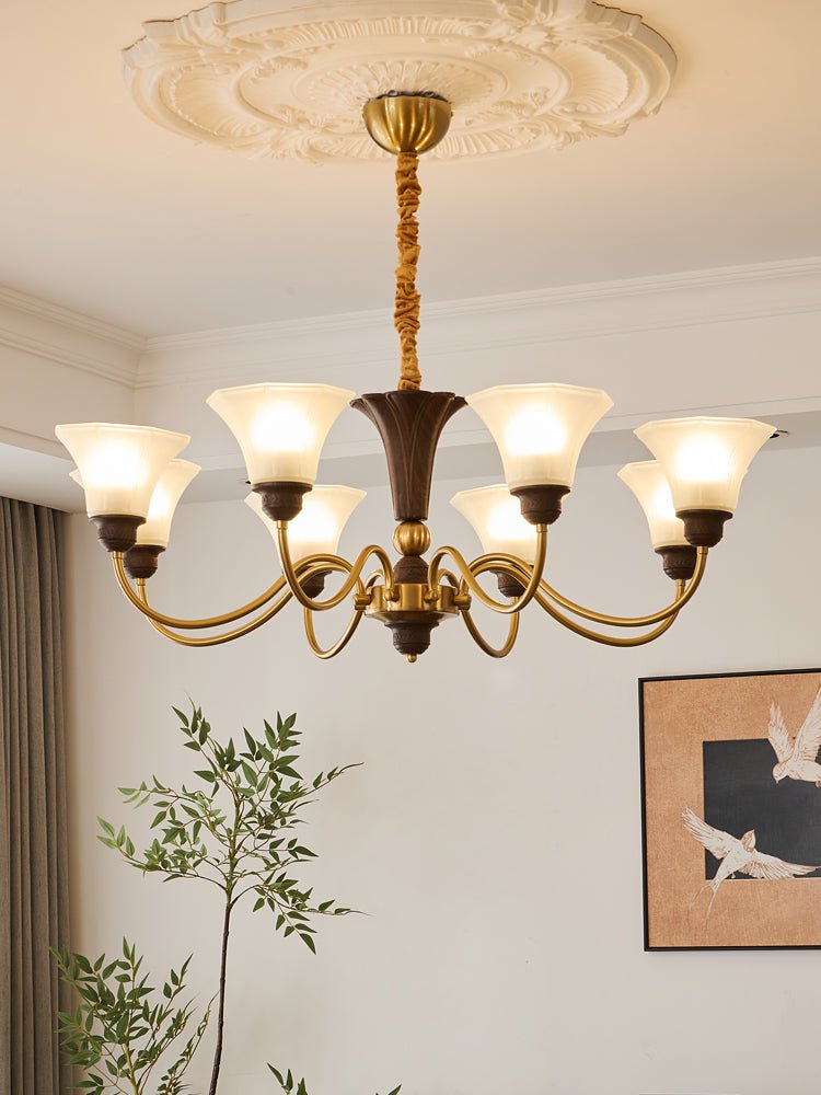 Ciphaen lampadario in legno e vetro con Eleganza vintage Tradizionale