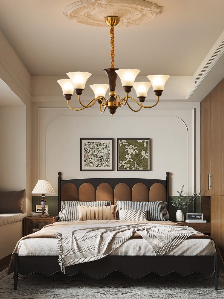 Ciphaen lampadario in legno e vetro con Eleganza vintage Tradizionale