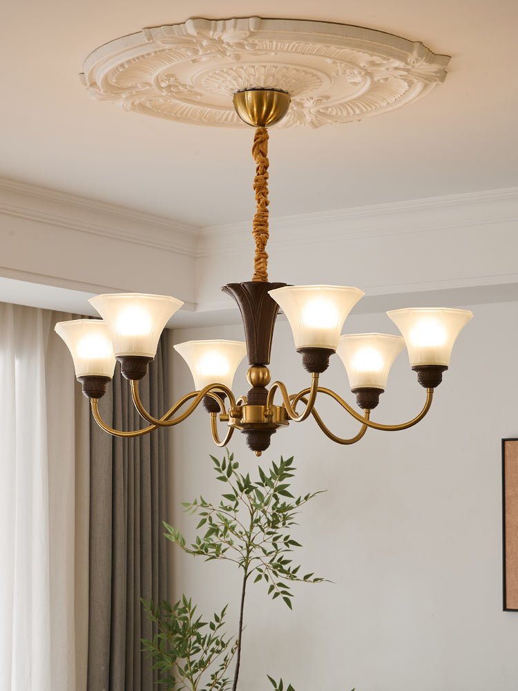 Ciphaen lampadario in legno e vetro con Eleganza vintage Tradizionale