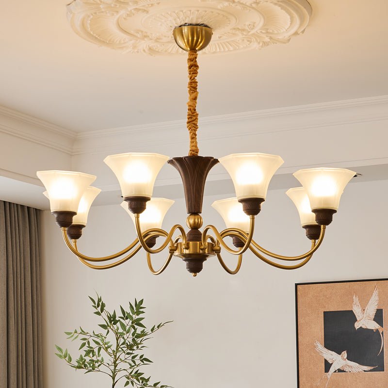 Ciphaen lampadario in legno e vetro con Eleganza vintage Tradizionale