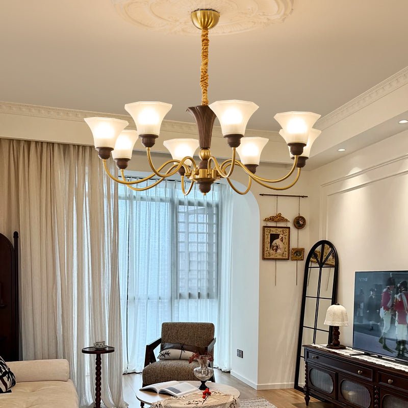 Ciphaen lampadario in legno e vetro con Eleganza vintage Tradizionale