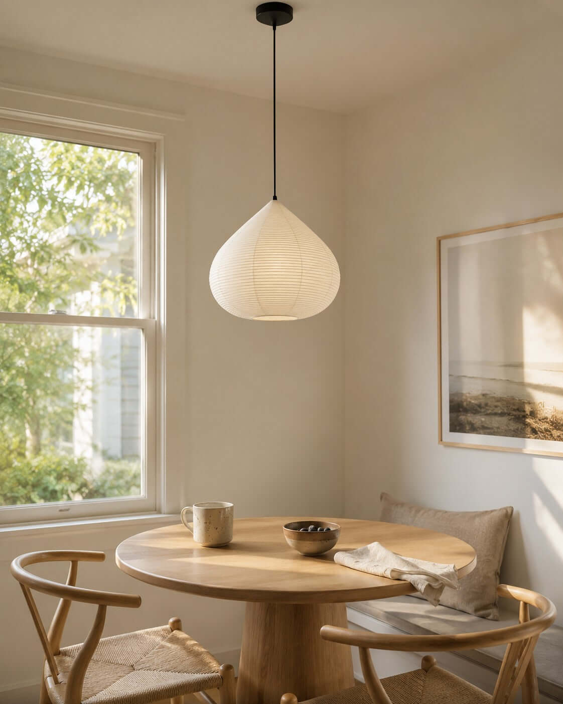 Onion lampada a sospensione in carta beige