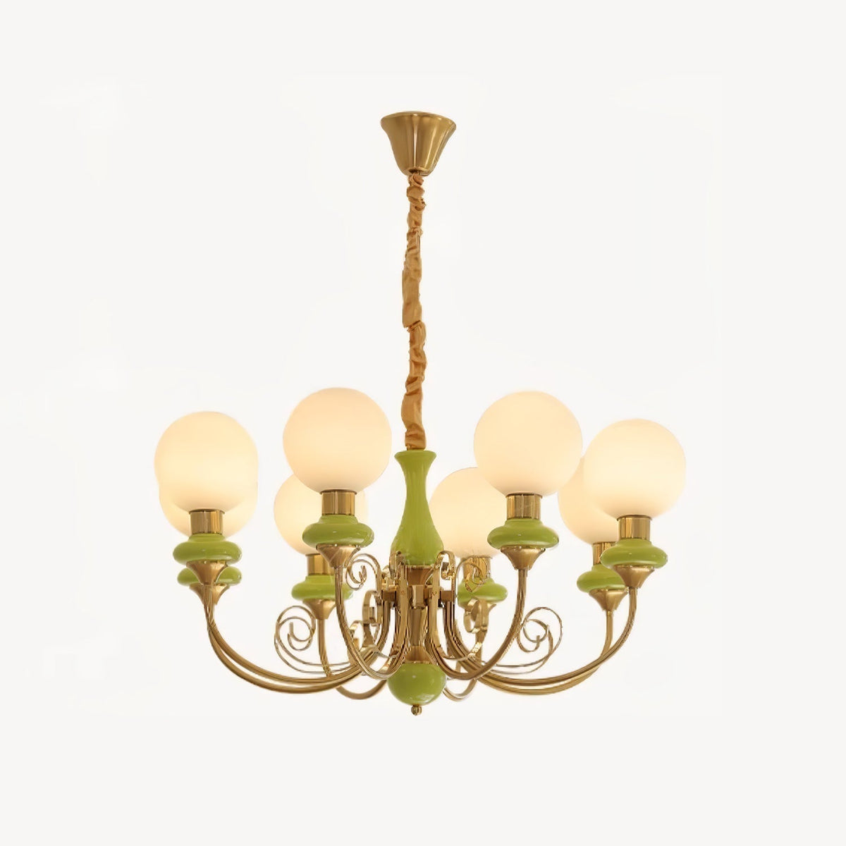 Aurorian lampadario Verde Paralumi Bracci Curvi Oro