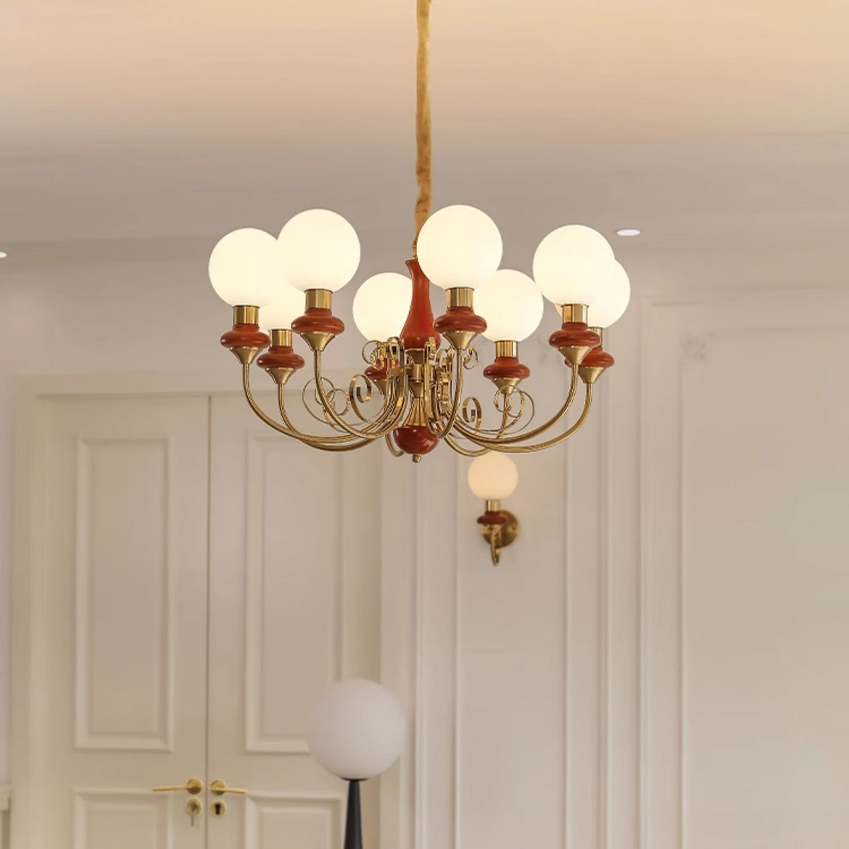 Aurorian lampadario Verde Paralumi Bracci Curvi Oro